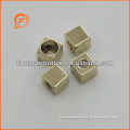plating gold cube metal cord stopper with hollow holes for decoration,lead free,nickle free